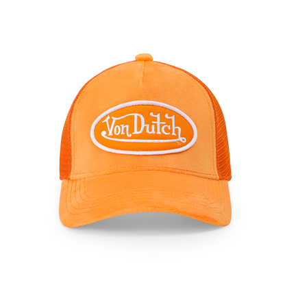 Kids Velvet Trucker Hat - Neon Orange
