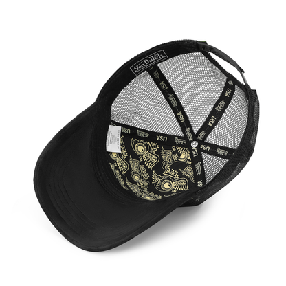 Kids Velvet Trucker Hat - Black & Yellow