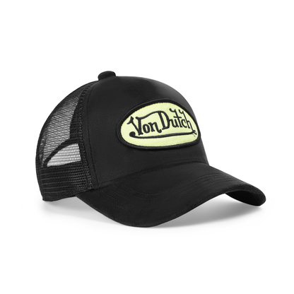 Kids Velvet Trucker Hat - Black & Yellow