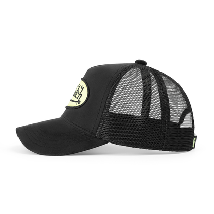 Kids Velvet Trucker Hat - Black & Yellow