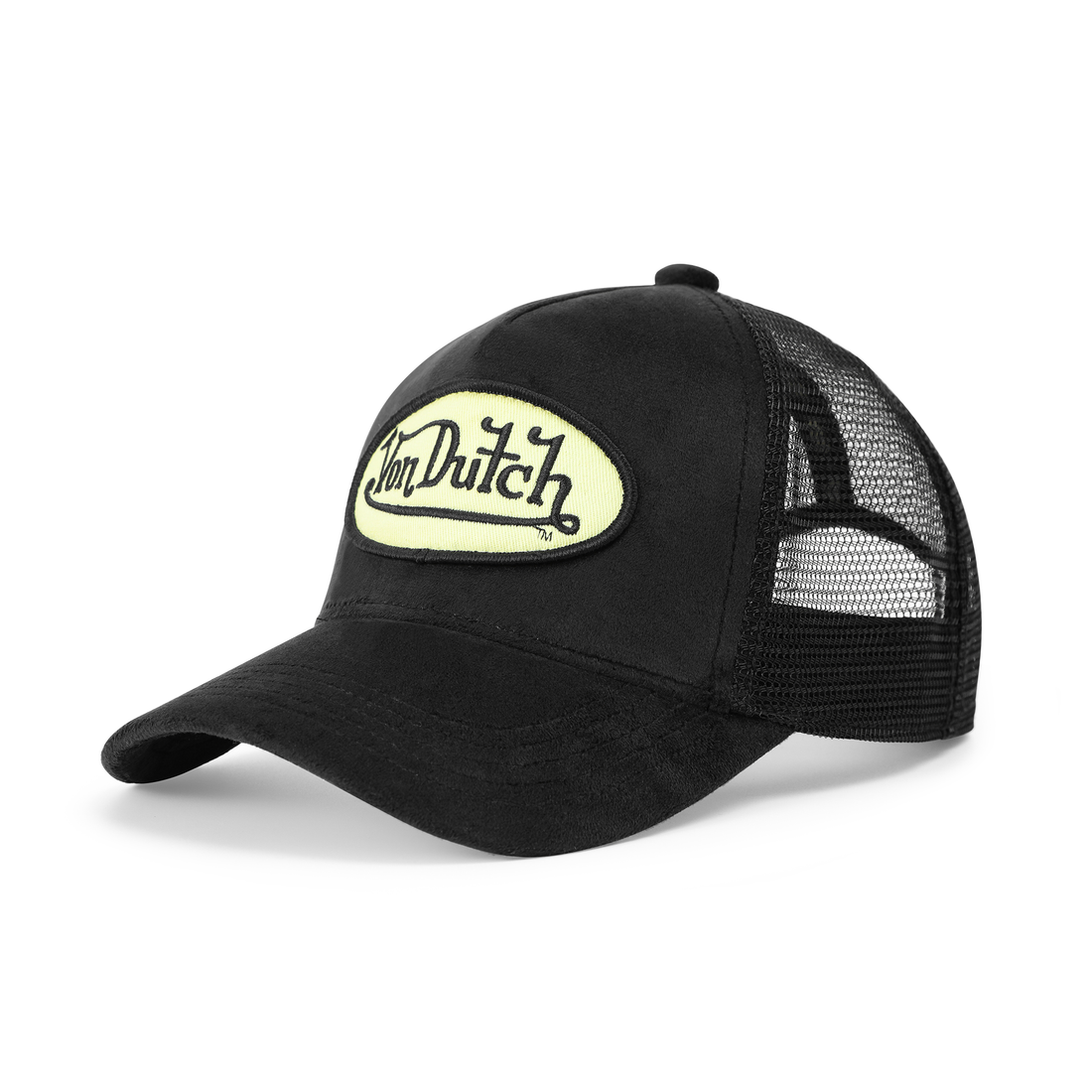 Kids Velvet Trucker Hat - Black & Yellow — image 8