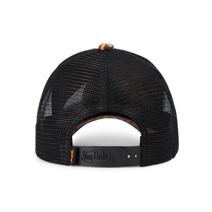 Kids Velvet Trucker Hat - Orange Cheetah