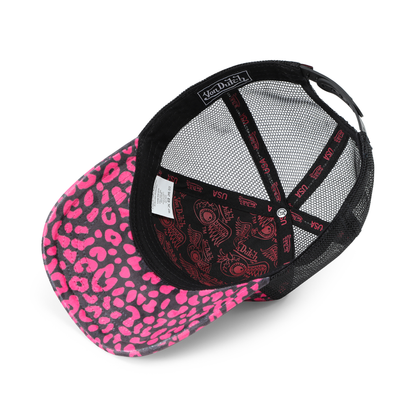 Kids Velvet Trucker Hat - Hot Pink Cheetah