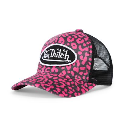 Kids Velvet Trucker Hat - Hot Pink Cheetah