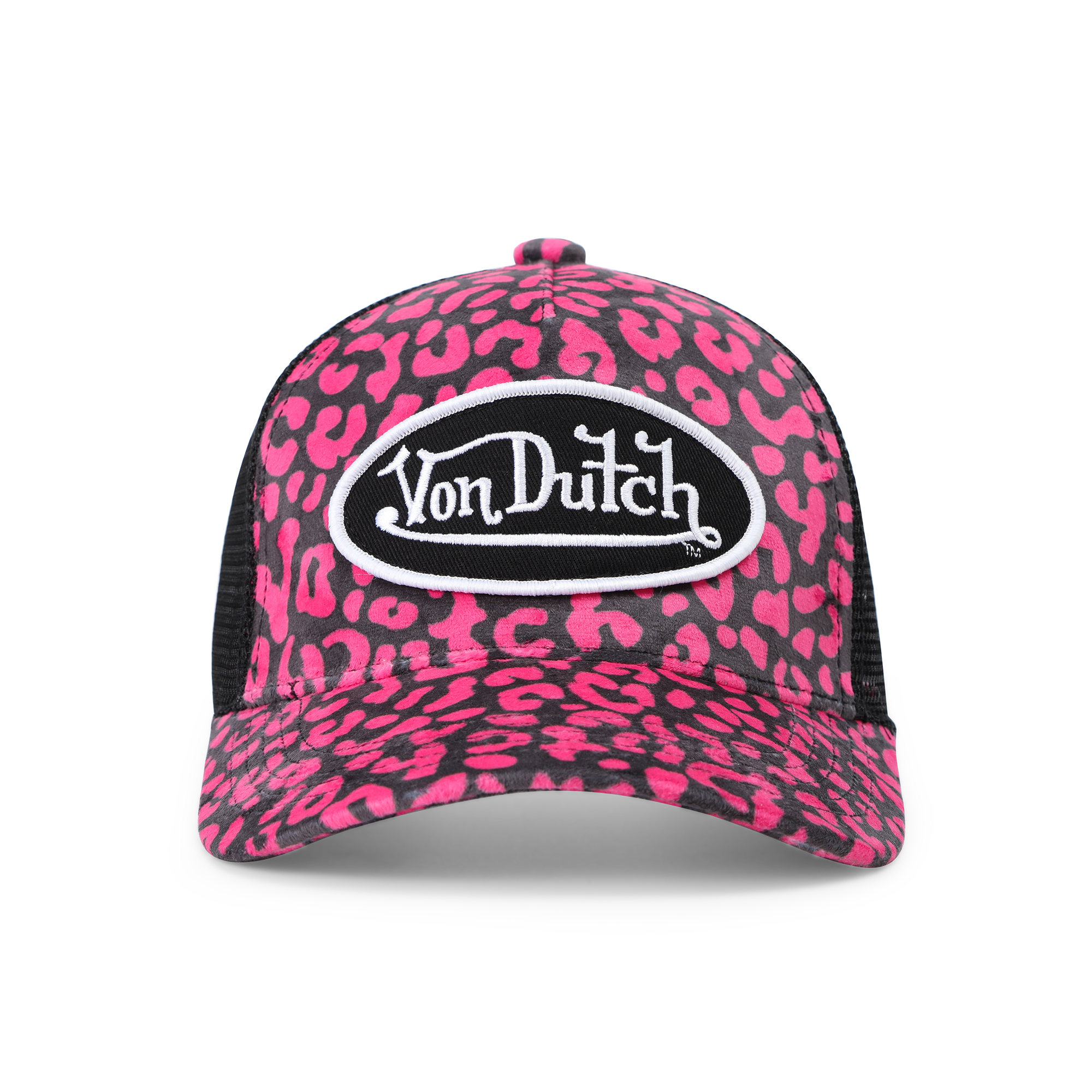 Kids Velvet Trucker Hat - Hot Pink Cheetah