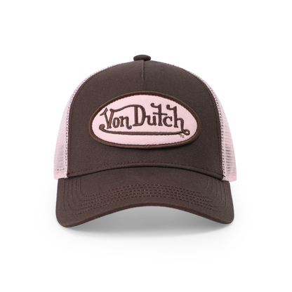 Kids Classic Trucker Hat - Brown & Pink
