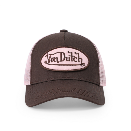 Kids Classic Trucker Hat - Brown & Pink