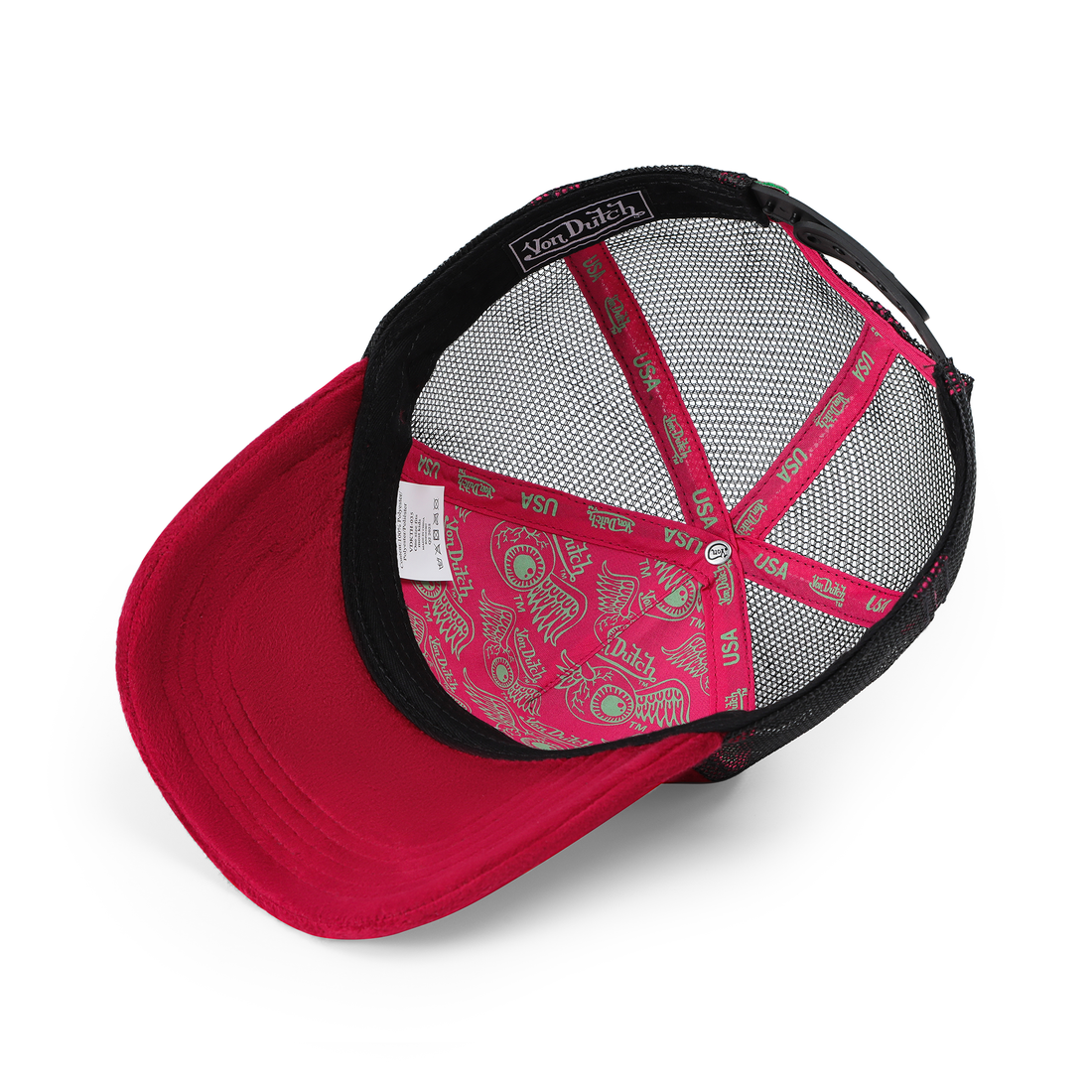 Kids Velvet Trucker Hat - Wine/Lime — image 5
