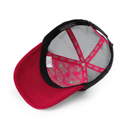 Kids Velvet Trucker Hat - Wine/Lime