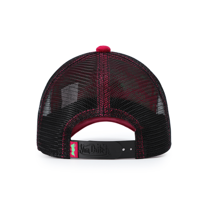 Kids Velvet Trucker Hat - Wine/Lime