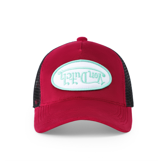 Kids Velvet Trucker Hat - Wine/Lime