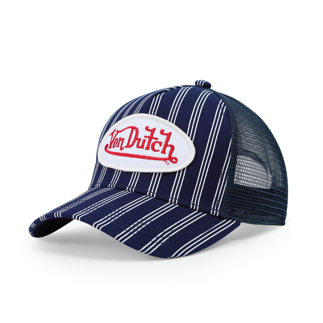Kids Classic Trucker Hat - Navy White Stripe — image 4