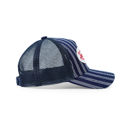 Kids Classic Trucker Hat - Navy White Stripe