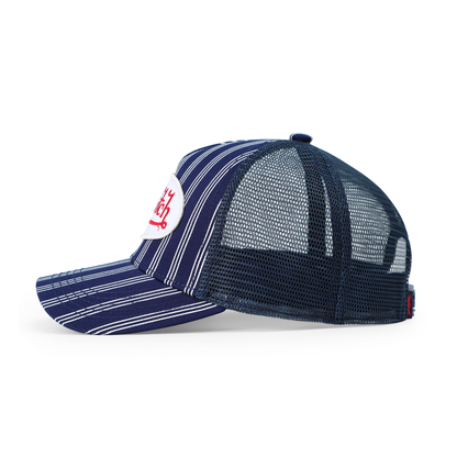 Kids Classic Trucker Hat - Navy White Stripe