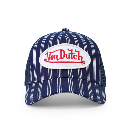 Kids Classic Trucker Hat - Navy White Stripe