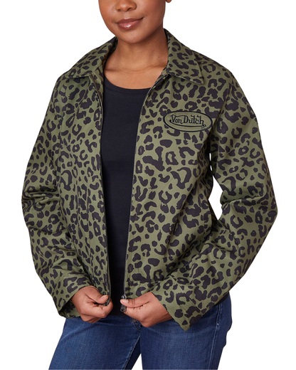 Mechanical Stretch Twill Jacket -  Green Cheetah