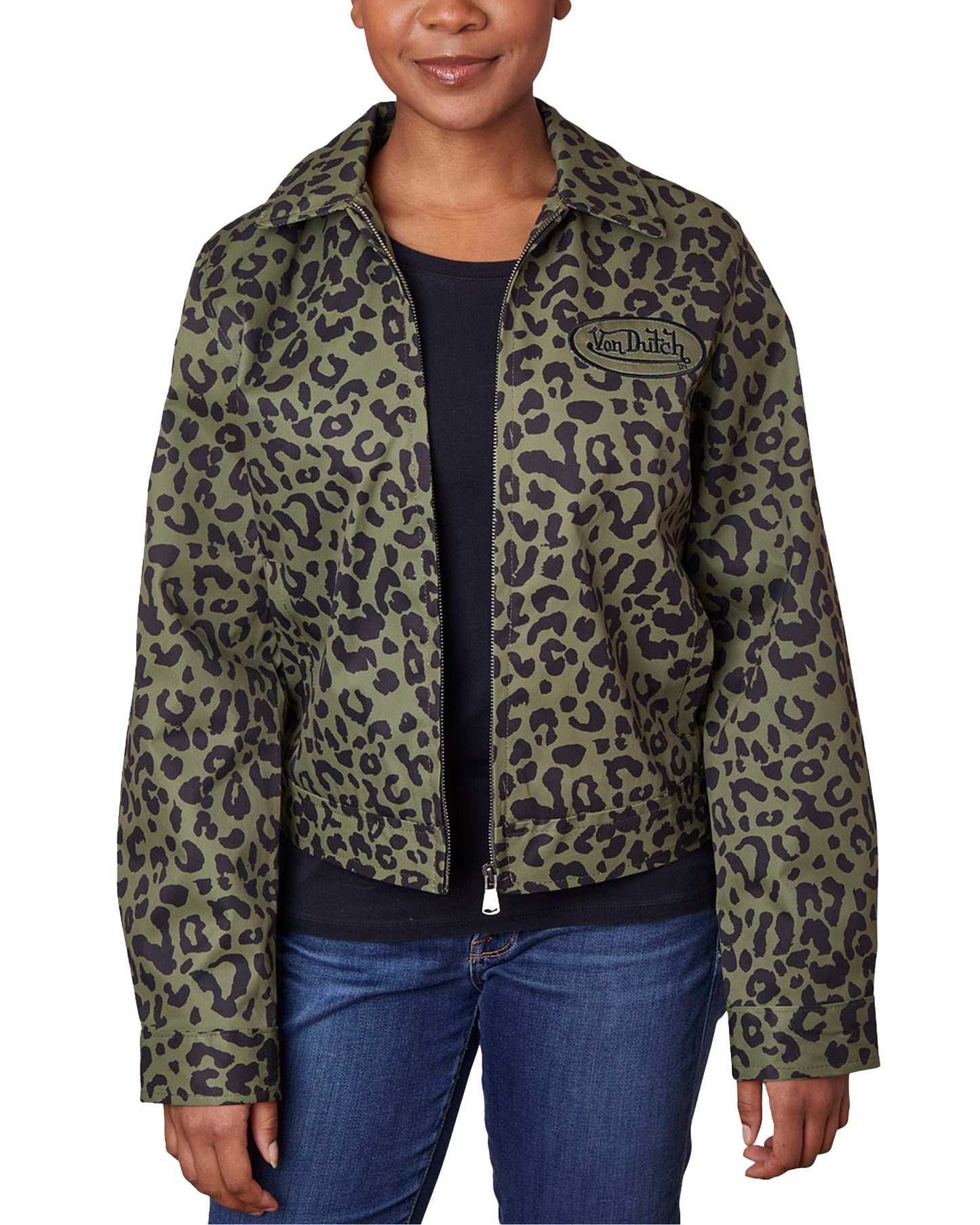 Mechanical Stretch Twill Jacket -  Green Cheetah
