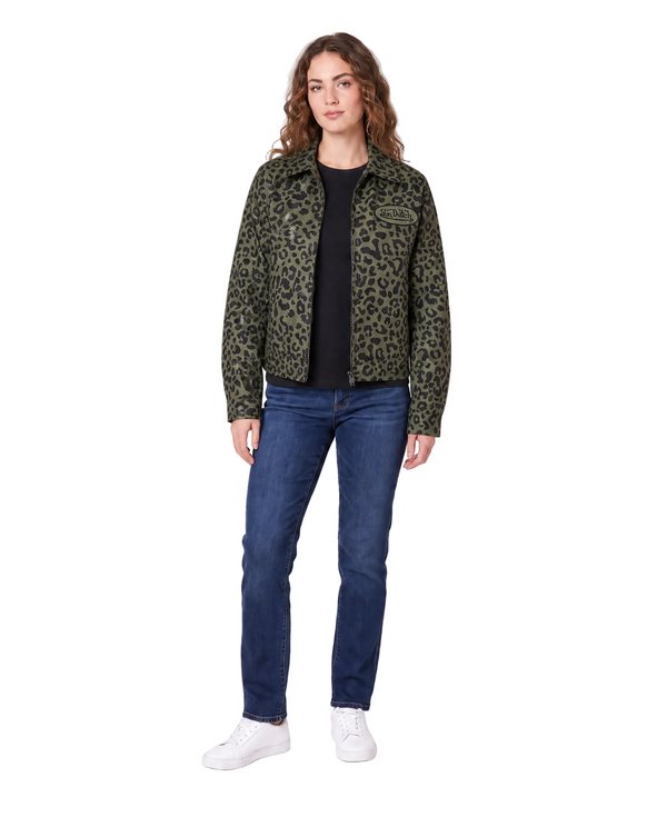 Mechanical Stretch Twill Jacket -  Green Cheetah