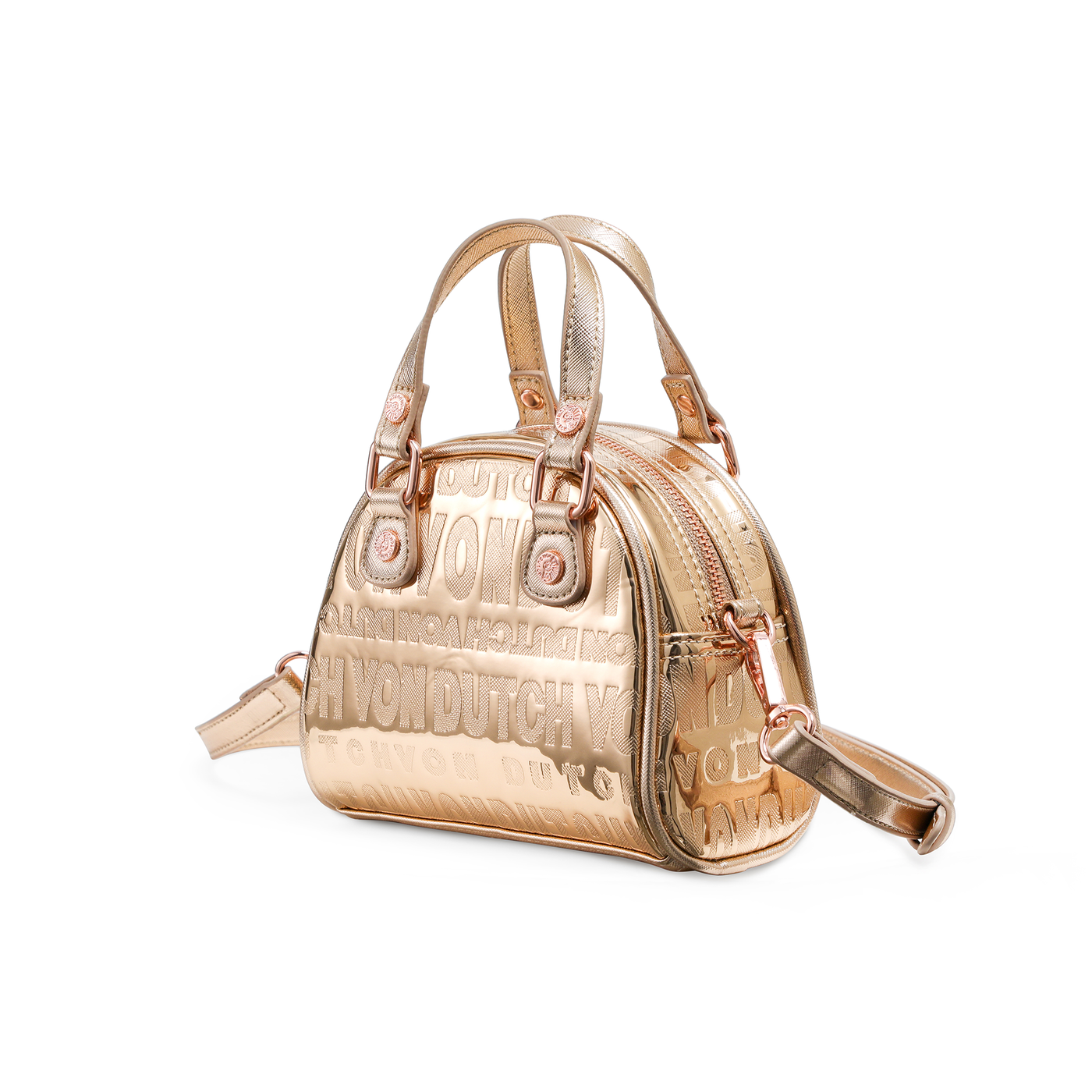 Von Dutch Mini Bowling Bag - Rose Gold Reflective