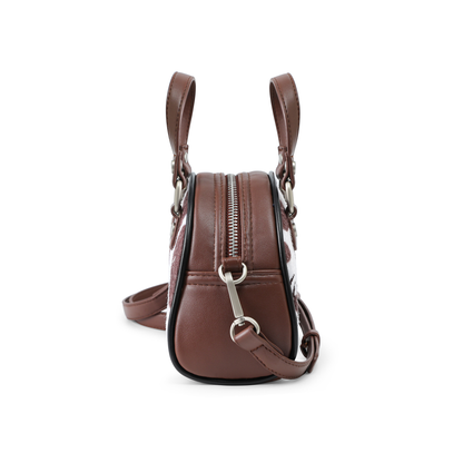 Mini Cow Print Bowling Bag - Brown & White