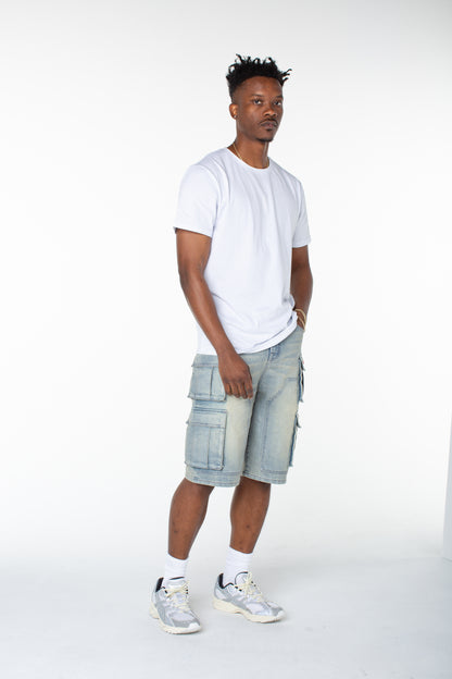 MENS CANVAS CARGO SHORT - DISTORTED WASH