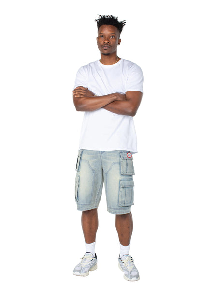 MENS CANVAS CARGO SHORT - DISTORTED WASH