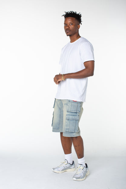 MENS CANVAS CARGO SHORT - DISTORTED WASH