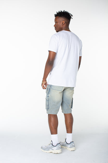 MENS CANVAS CARGO SHORT - DISTORTED WASH