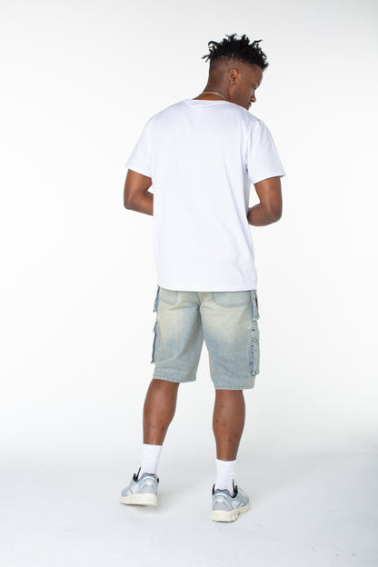 MENS CANVAS CARGO SHORT - DISTORTED WASH