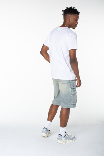 MENS CANVAS CARGO SHORT - DISTORTED WASH