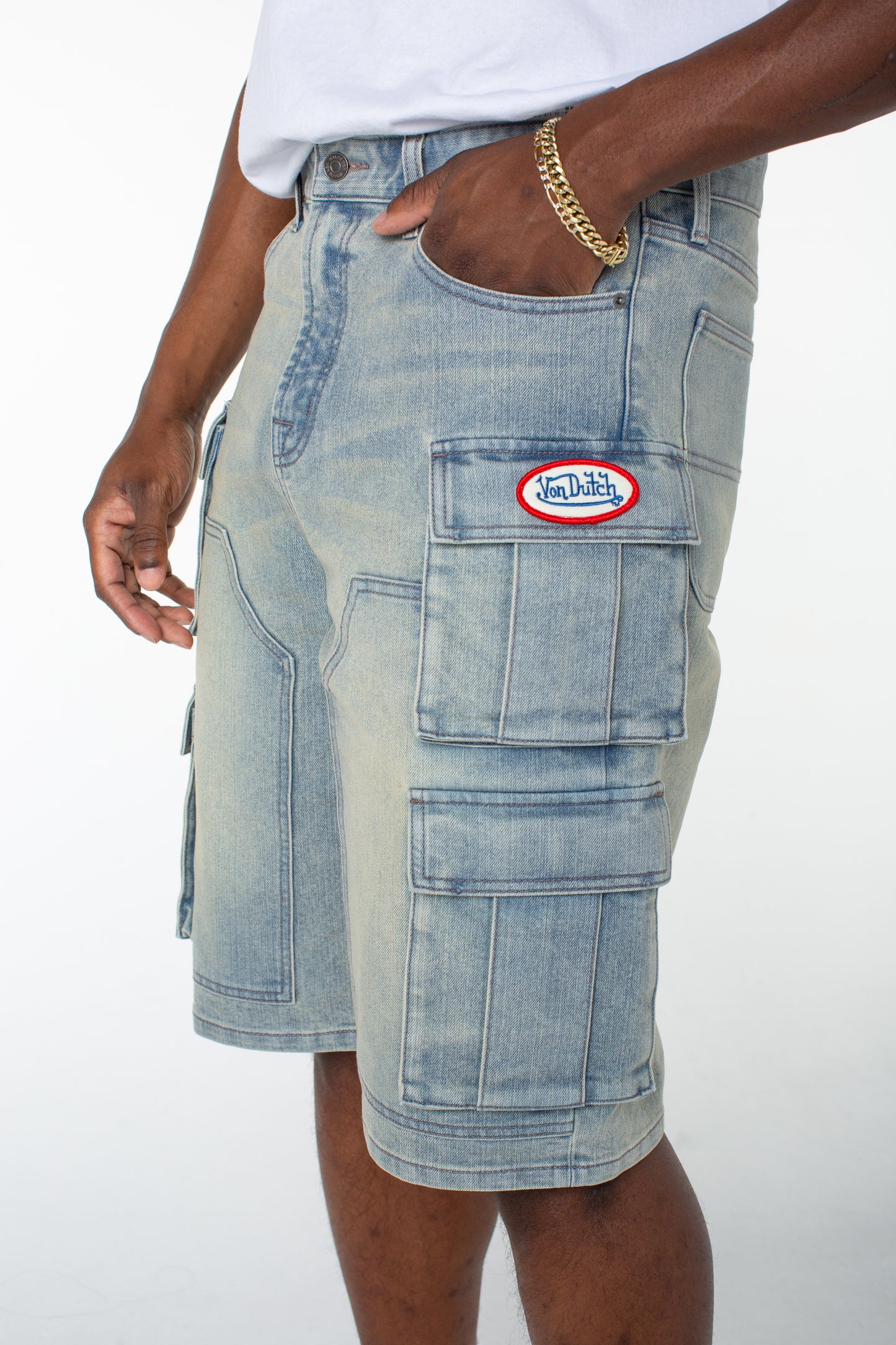 MENS CANVAS CARGO SHORT - DISTORTED WASH