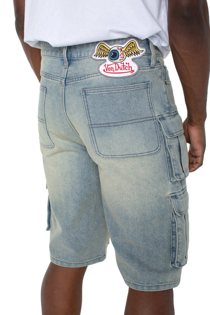 MENS CANVAS CARGO SHORT - DISTORTED WASH