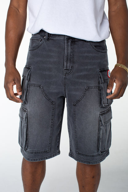MENS DENIM CARGO SHORT - RIO WASH