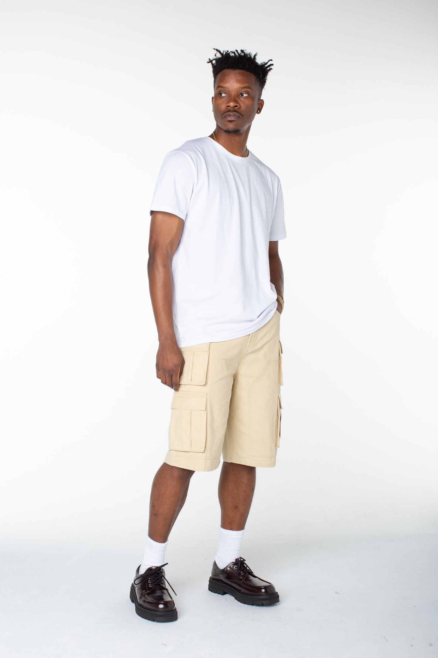 MENS DENIM CARGO - PALE KHAKI