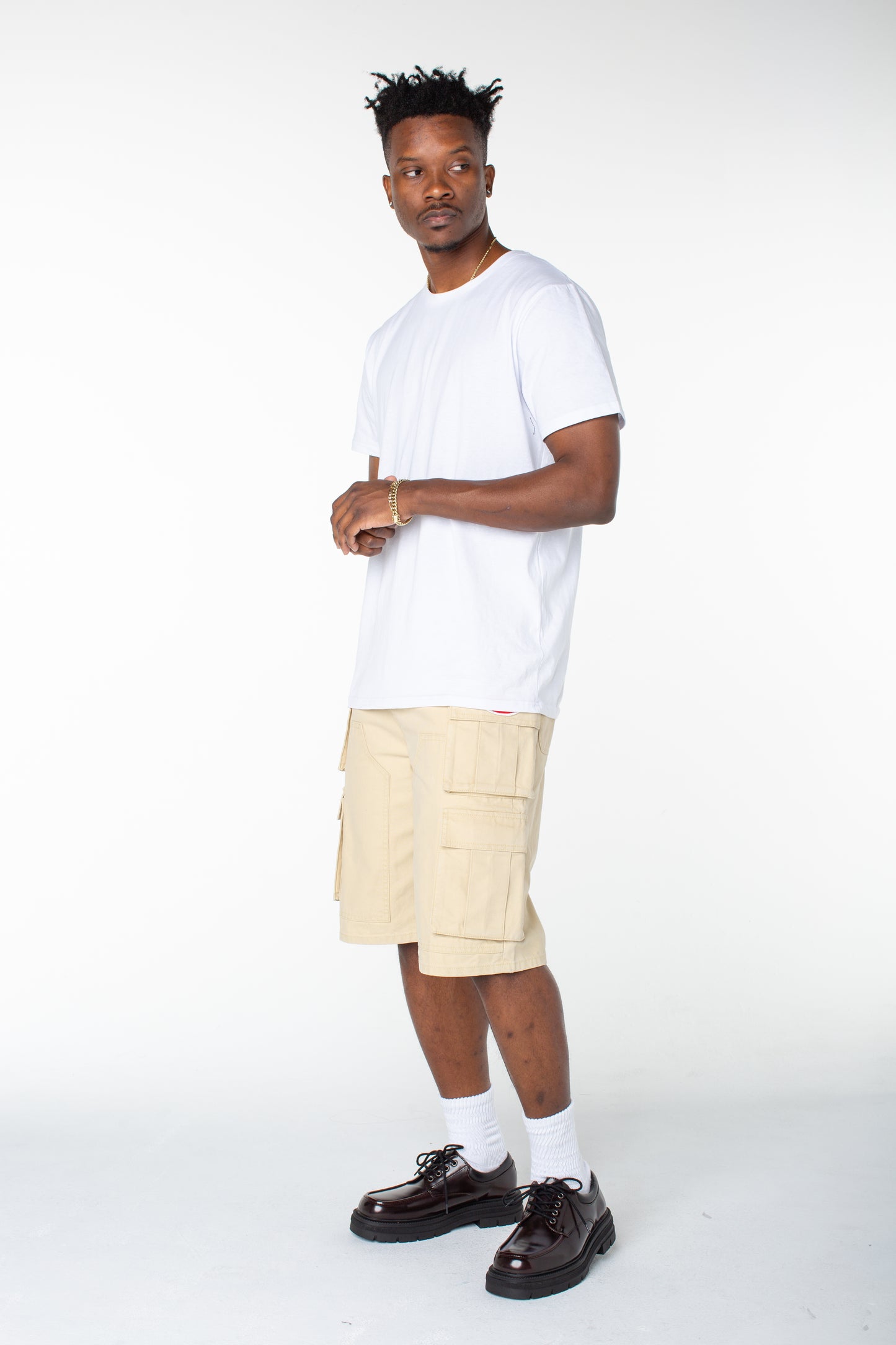 MENS DENIM CARGO - PALE KHAKI