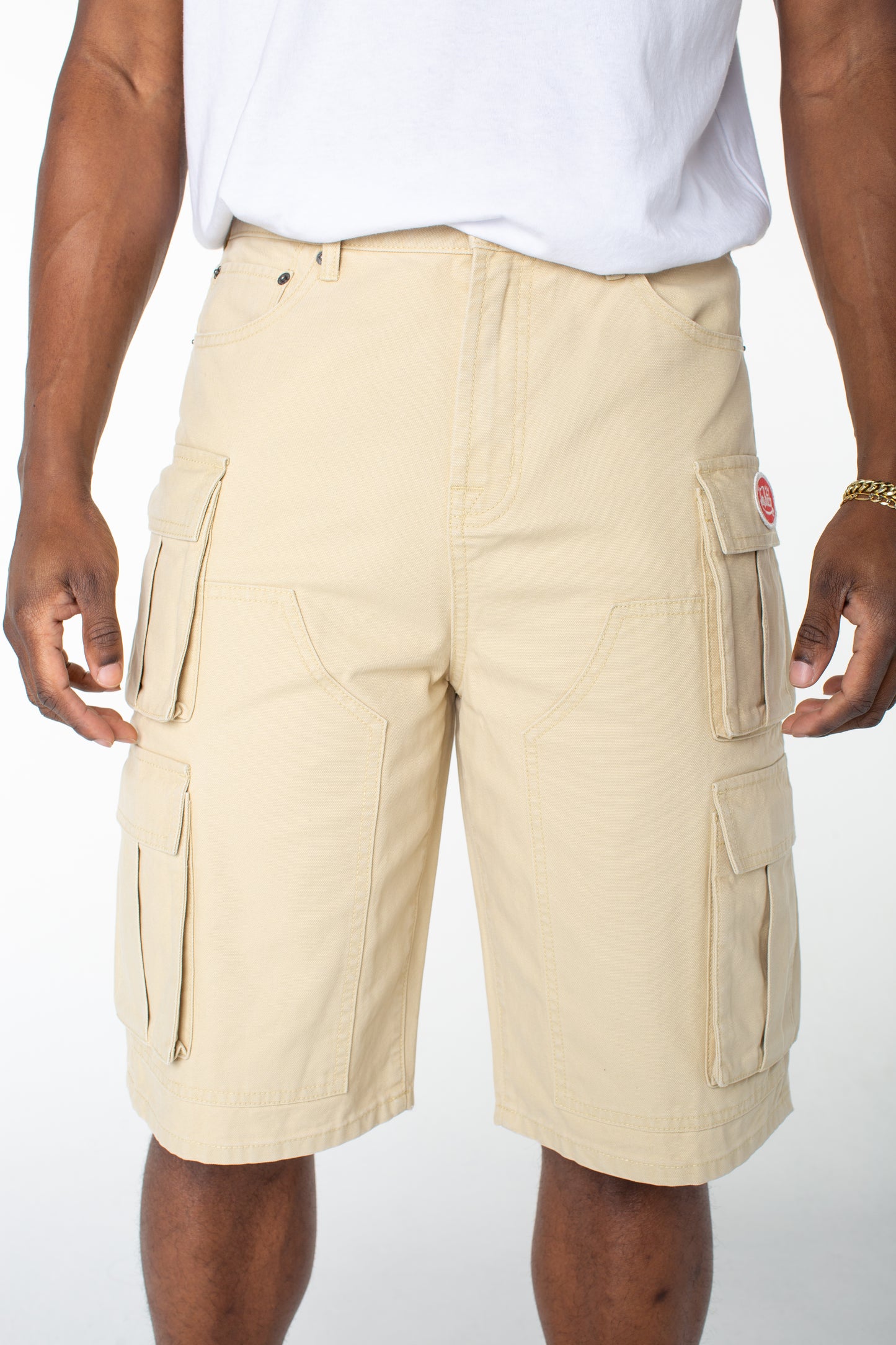 MENS DENIM CARGO - PALE KHAKI