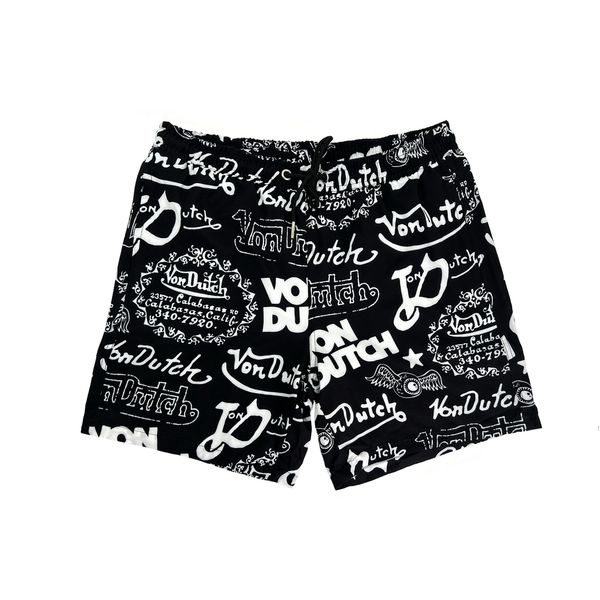 Men's Swim Shorts - Black All Over Print