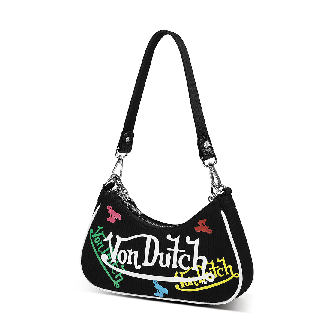 Black Multi-Logo Denim Shoulder Bag — image 4