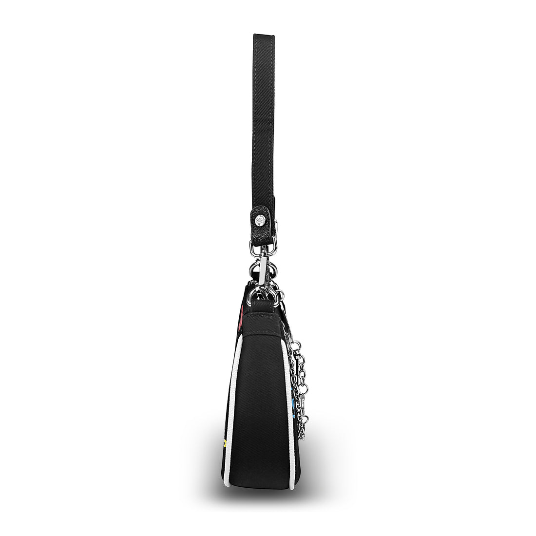 Black Multi-Logo Denim Shoulder Bag — image 5