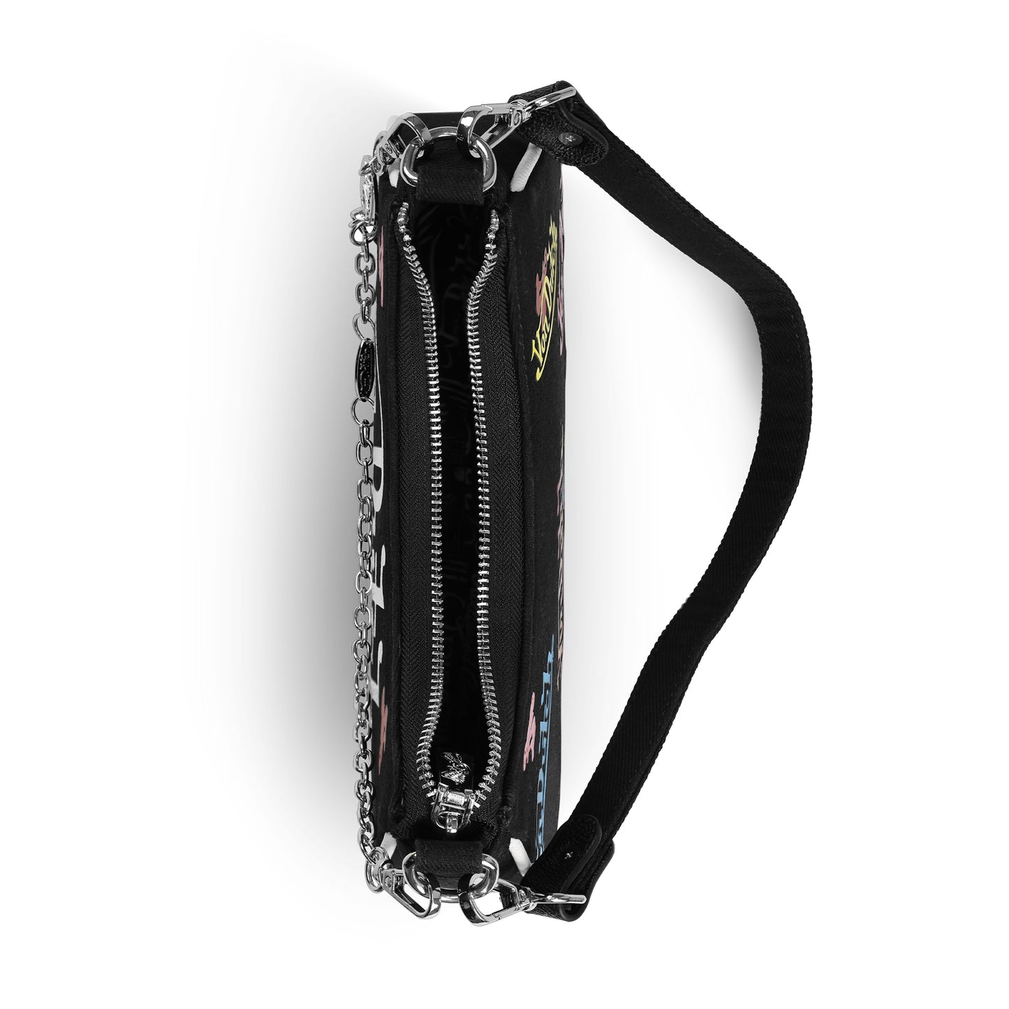 Black Multi-Logo Denim Shoulder Bag