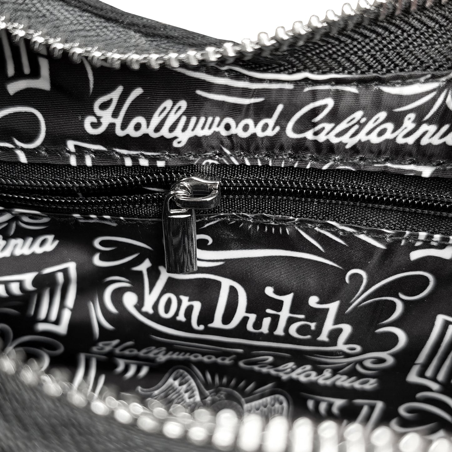 Black Multi-Logo Denim Shoulder Bag
