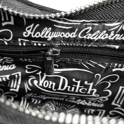 Black Multi-Logo Denim Shoulder Bag