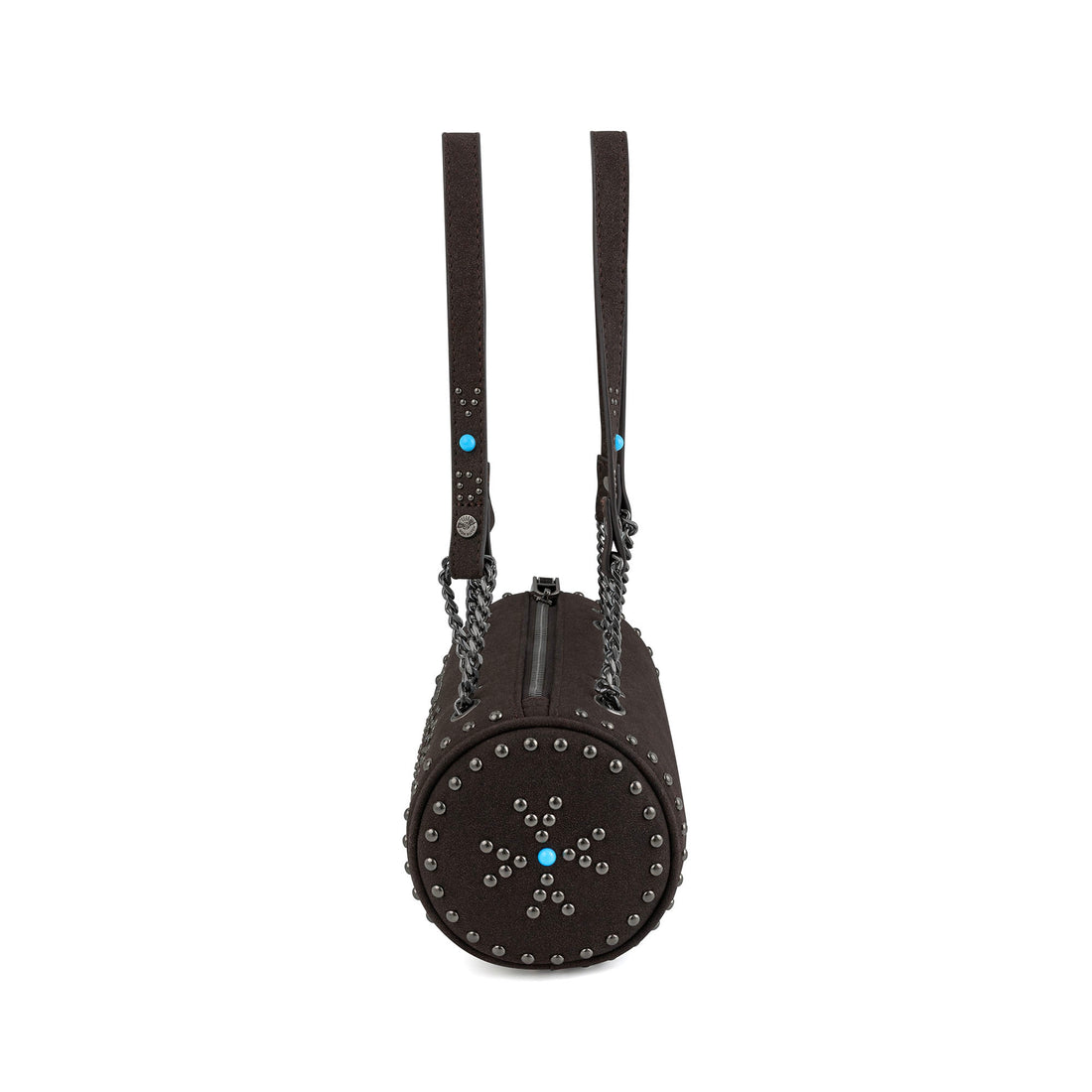 Barrel Bag - Long Barrel Dark Brown Studded — image 7