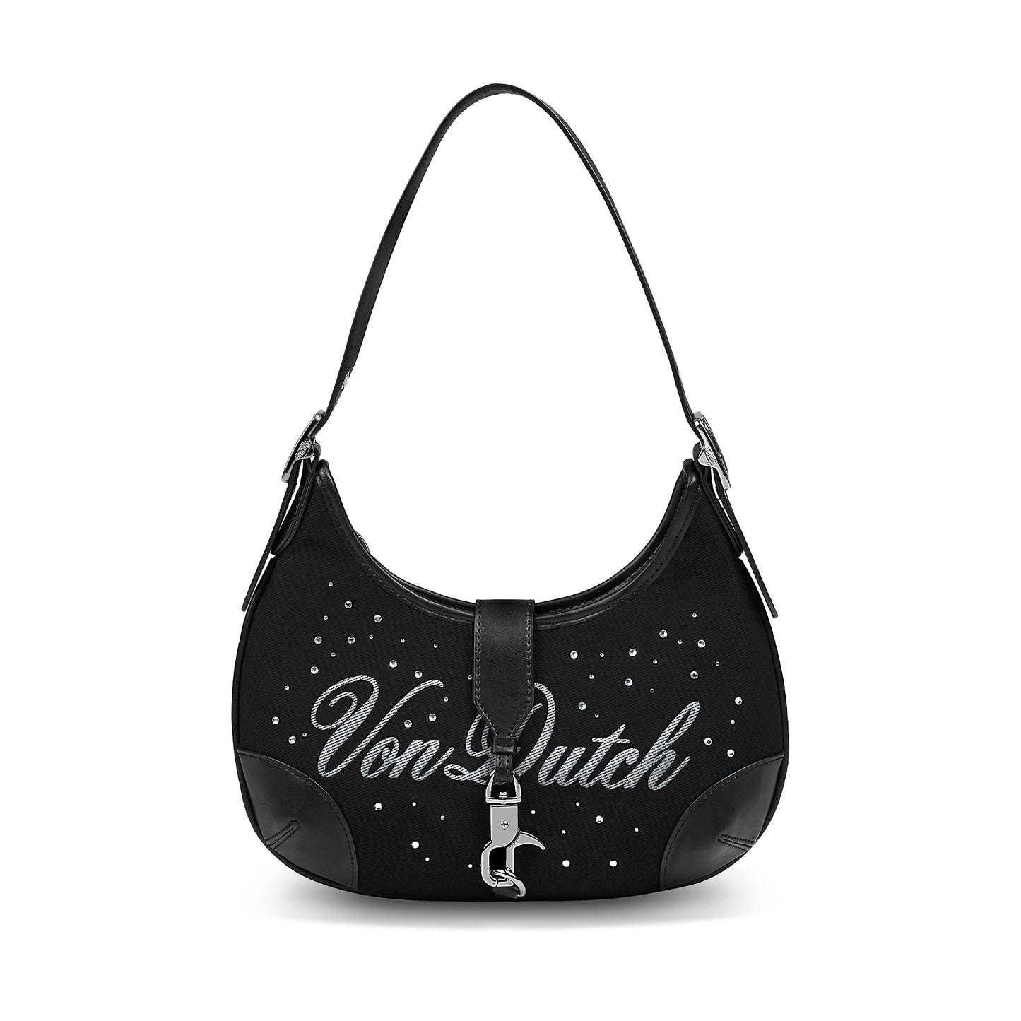 BELLA SHOULDER BAG -BLACK RHINESTONE