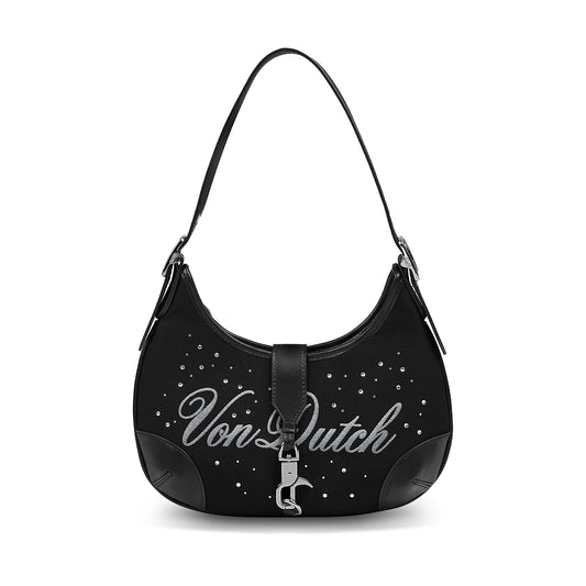 BELLA SHOULDER BAG -BLACK RHINESTONE