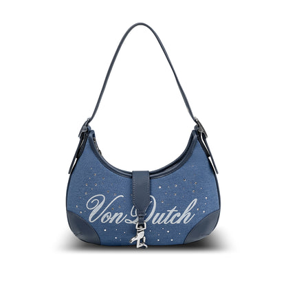 BELLA SHOULDER BAG -DENIM RHINESTONE