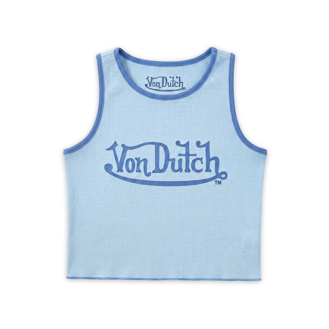 Women's Ribbed Crop Tanks - Blue — image 1