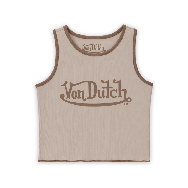 Women's Ribbed Crop Tanks - Brown
