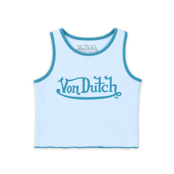 Women's Ribbed Crop Tanks - Light Blue