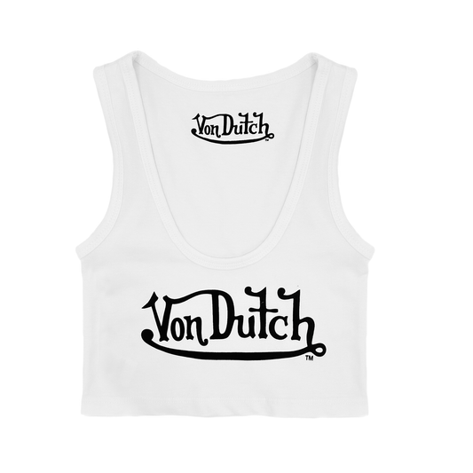 Classic Women's Crop Tank - White and Black